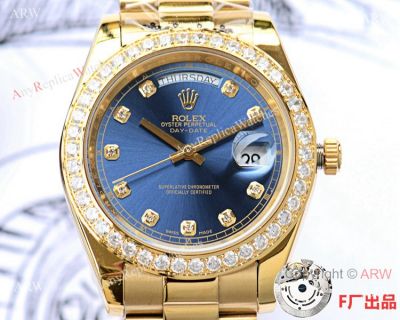 Rolex Day Date Replica Watch 40mm Yellow Gold Blue Diamond